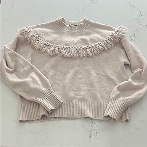 Sanctuary Fringed pale pink Sweater